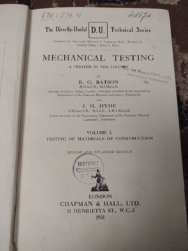 Mechanical Testing vol.I