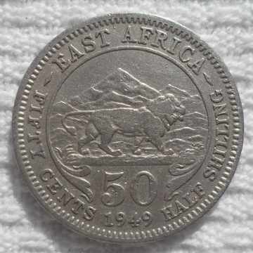 Br Afryka Wschodnia J6 50 centów 1/2 szylinga 1949