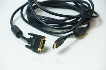 kabel HDMI - DVI 5m - złocone wtyki