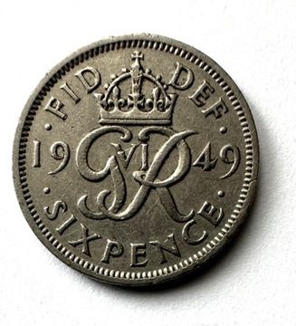 6 pensów, Jerzy VI, Wielka Brytania, 1949 (L41)