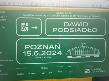 4 wejściówki na trybuny do Poznania na Dawida Podsiadłę 15.6.2024 