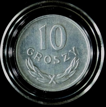 10 GROSZY 1974, b.z., PRL, nominał, stempel zwykły