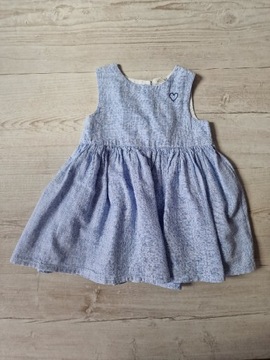H&M sukienka na lato niebieska 74 bawełna len
