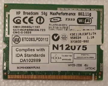 Karta sieciowa WiFi do laptopa Broadcom 54g
