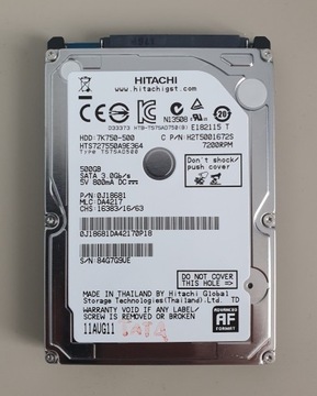Dysk Hitachi 500GB SATA II  2.5" HTS727550A9E364