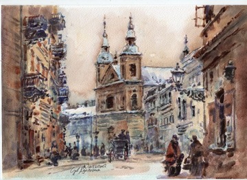 obraz w techn. akwarela-21x30cm Warszawa