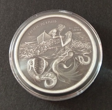 Pacific Mermaid antiqued 1oz silver 2021