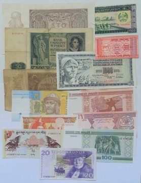 (13) mix banknoty z Polski i świata (13 szt.)