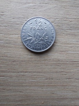 Francja 1/2 franka 1965 stan II