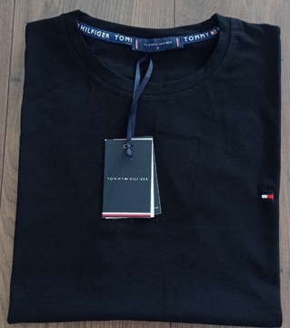 Koszulka t-shirt męski Tommy Hilfiger czarny rozmiar M, okrągły dekolt