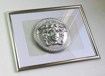 obraz Meduza Versace srebrnej ramie