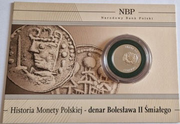 moneta - denar Bolesława II Śmiałego w blistrze