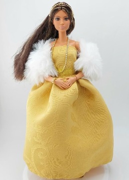 Sukienka dla lalek Barbie zestaw z futrem 9 elemen