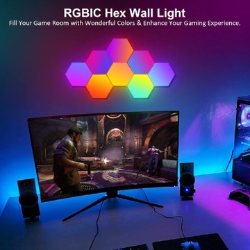 Gaming panel LED hexagon 8szt