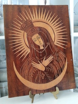 Stary obraz Matka Boża drzeworyt
