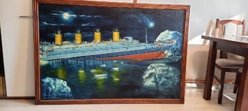 Obraz tonący Titanic olej na płótnie.