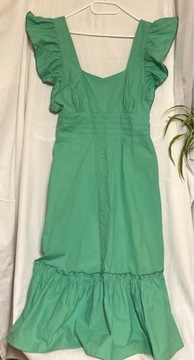 Zielona letnia sukienka vintage bawełna r. 42