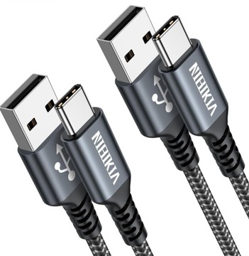 Zestaw 2x 2m kabel USB - USB C w oplocie Nibikia