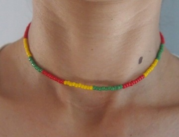 NASZYJNIK Koraliki Choker Boho Rasta