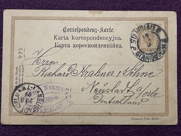 Karta pocztowa Pilsen Neustadt Orla 1894r.