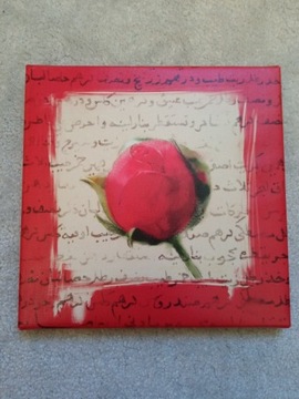 Mały czerwony obraz z różą do zawieszenia