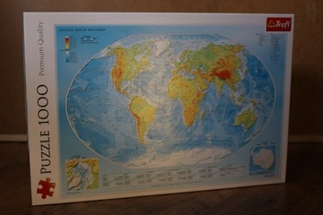Puzzle mapa świata geograficzna 1000 elementów