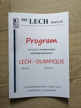 Program Lech Poznań - Olimpique Marsylia 1990