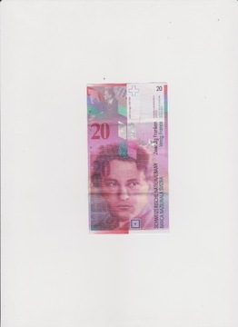 Banknot 20 Franków szwajcarskich.