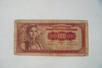 BANKNOT Jugosławia 100 Dinara 1955 r.