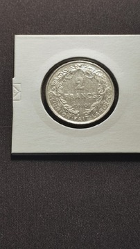 2 FRANKI BELGIA 1910 ROK SREBRO 0.835