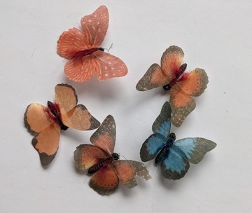 Motylki ozdoba 5 sztuk materiałowe zestaw
