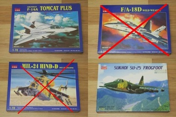 SU-25, F-14 -modele do sklejania Kitech 1:72