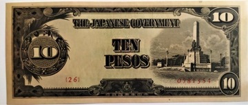 Filipiny , japońska okupacja ,10 pesos ,1942 , UNC