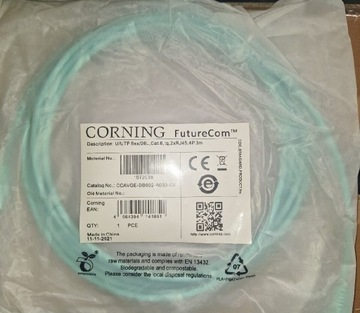 Patchcord corning zielony 3m cat6