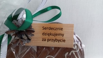 Etykieta ślubna, prezentowa, drewniana