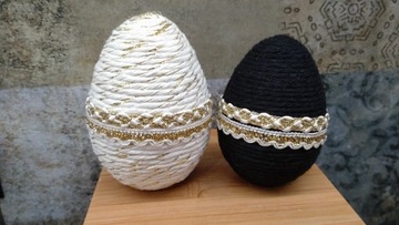 Pisanki jajka sznurek dekoracja ozdoba Wielkanoc 