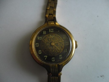 zegarek łucz, pozłacany, radziecki, z grawerem z 1976r