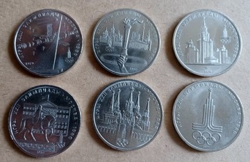 Rosja / ZSRR zestaw 6 monet 1 Rubel Olimpiada 1980