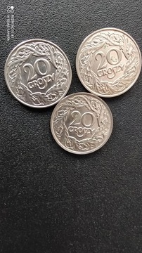Moneta  20 gr . - 1923 r. NI , stan I/II .- 3 szt.