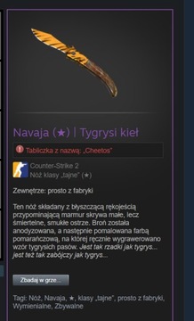 Nóż w Cs 2 / Cs go, Navaja knife - Tiger tooth, Fn