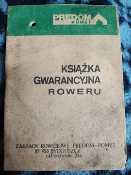 Książka gwarancyjna Romet Roweru Narcyz z 1980 r