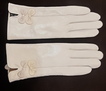 Rękawice, rękawiczki skórzane białe S