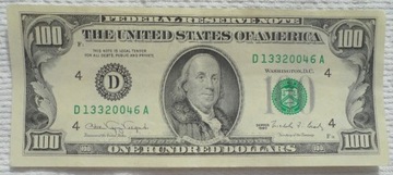 USA  Benjamin Franklin $ 100 dolarów 1990 D4 Ohio