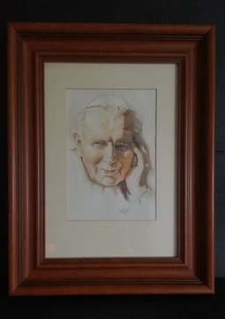 Obraz Papież Jan Paweł II oryginał w ramie OKAZJA