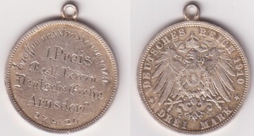 DREI MARK DEUTSCHES REICH 1910 - MEDAL 