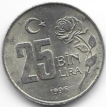 Turcja 25 lira 1996