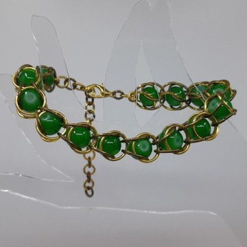 Antyczny zielony chainmaille łańcuszek elegancka