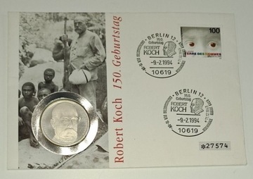 Niemcy 10 marek 1993 "Robert Koch" srebro 625