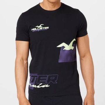 Hollister nowa koszulka z logo r. M czarna