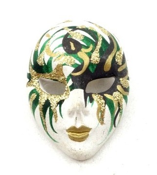 S9 Vintage Rękodzieło ręcznie malowana broszka maska wenecka